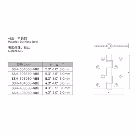Puerta abatible de acero inoxidable con bisagra estándar europea 4bb